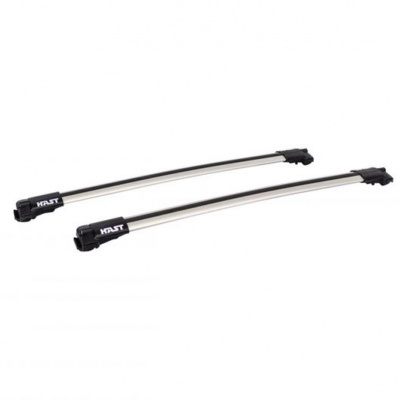 Par de barras de tejadilho metálicas e pretas com marca IVALAT