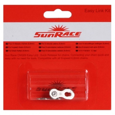 Kit SunRace Easy Link para corrente de bicicleta em embalagem vermelha