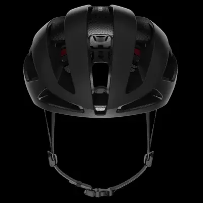 Capacete de ciclismo preto com ventilação e cinta ajustável