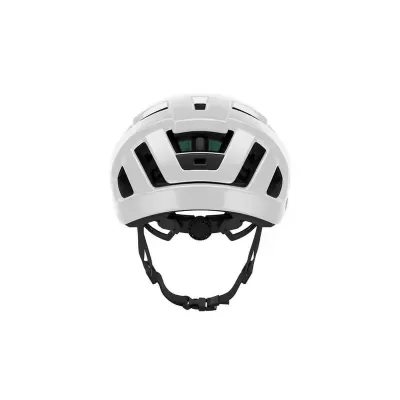 Capacete de bicicleta branco com tiras pretas