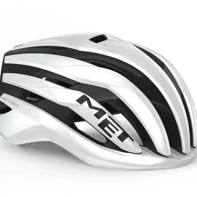 Capacete de ciclismo branco e preto aerodinâmico