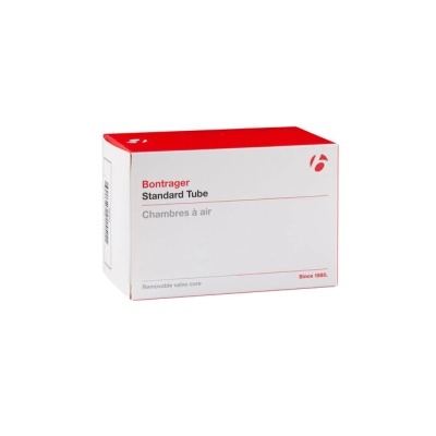 Caixa branca e vermelha Bontrager Standard Tube para câmara de ar de bicicleta