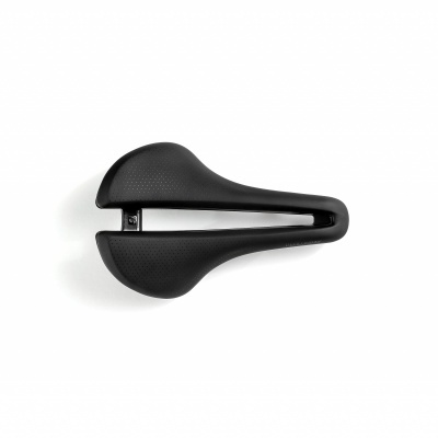 Sela de bicicleta preta com design ergonómico e corte central