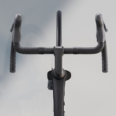 Guiador de bicicleta de estrada preto com punhos texturizados