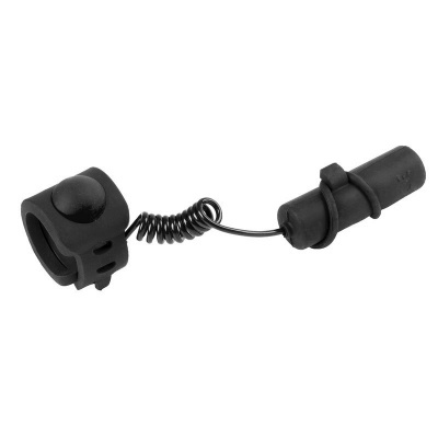 Conector elétrico com mola extensível e clipe em plástico preto
