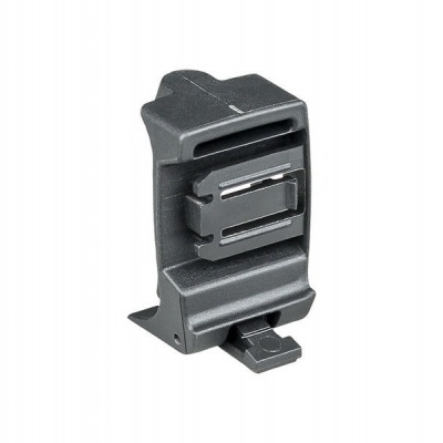 Adaptador cinzento escuro de plástico com formato retangular e encaixes