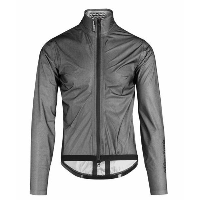 Casaco desportivo cinzento com fecho de correr e gola alta