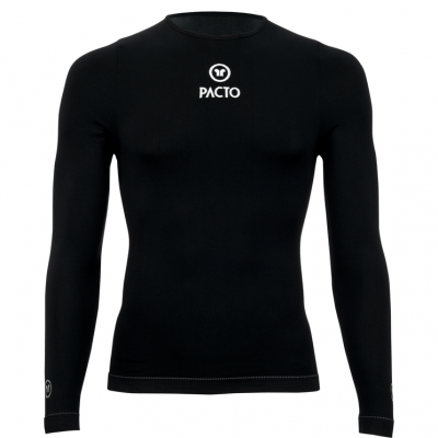 Camisola preta de manga longa com logo PACTO branco no peito