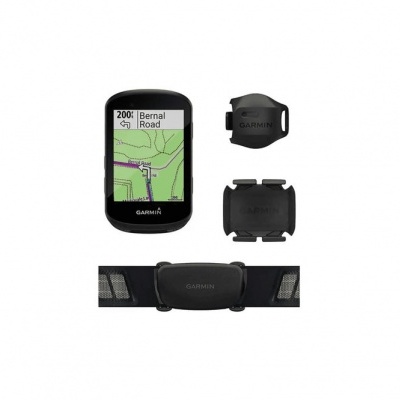 Dispositivo GPS Garmin para bicicleta com ecrã, sensores e cinta preta