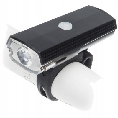 Lanterna frontal preta para bicicleta com suporte