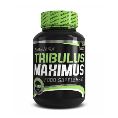 Frasco de suplemento alimentar TRIBULUS MAXIMUS da BioTechUSA com 90 comprimidos