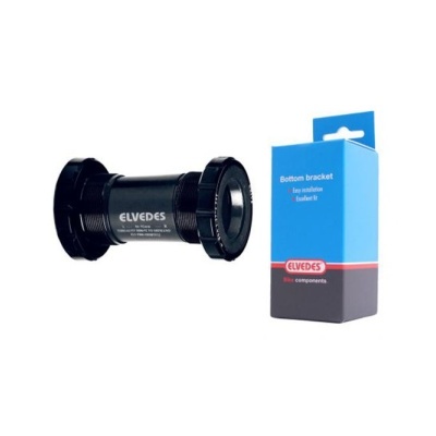 Conjunto caixa de direção bicicleta Elvedes preto com embalagem azul e cinza