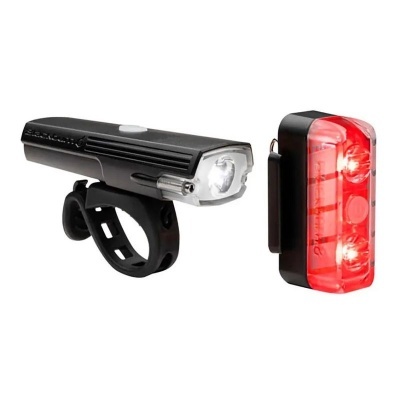 Luzes para bicicleta dianteira preta e traseira vermelha