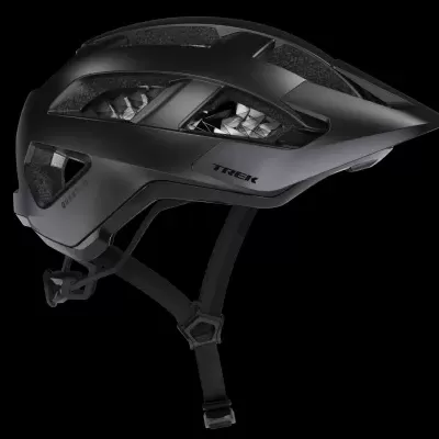 Capacete de bicicleta preto com aberturas e alças ajustáveis