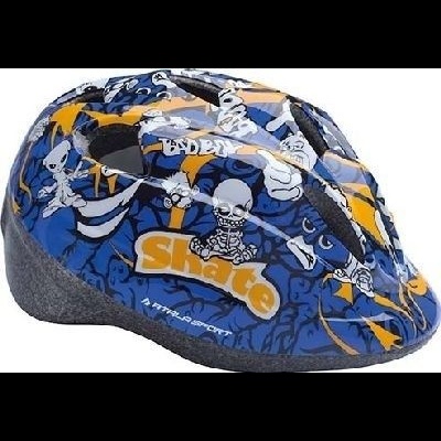 Capacete de skate para criança com estampas de esqueletos e texto Skate