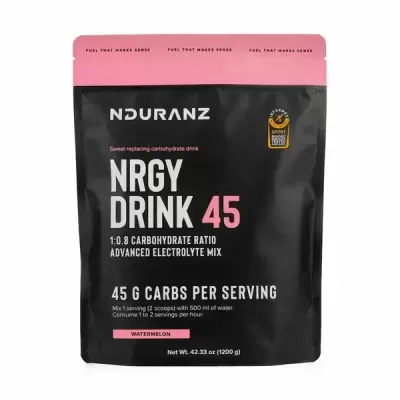 Saco flexível preto e rosa do suplemento NDURANZ NRGY DRINK 45 sabor watermelon