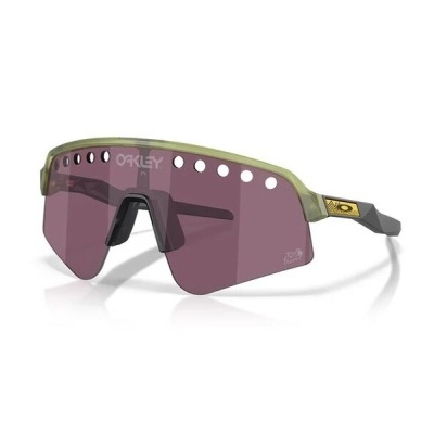 Óculos de sol desportivos Oakley com lentes cor de vinho e armação verde translúcida