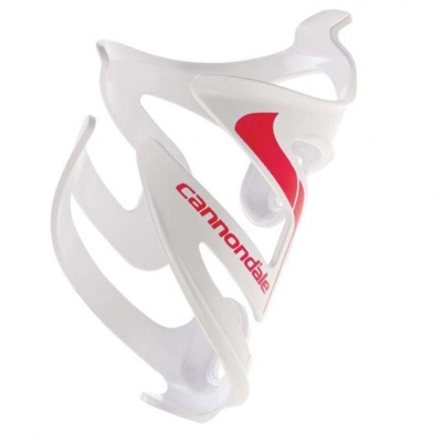 Suporte para garrafa de bicicleta branco Cannondale com detalhes vermelhos