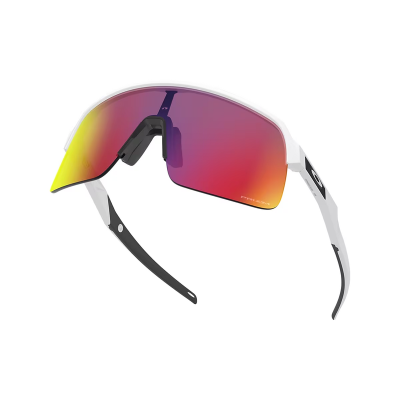 Óculos de sol desportivos com lentes espelhadas vermelho-laranja e armação branca