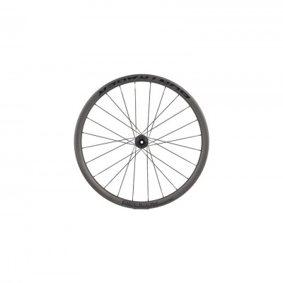 Roda de bicicleta cinza escuro com raios pretos sobre fundo branco