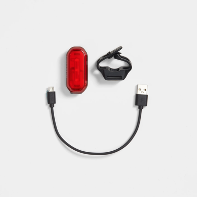 Luz traseira vermelha para bicicleta com suporte e cabo de carregamento USB