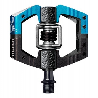 Pedal de bicicleta MTB preto e azul com mola central