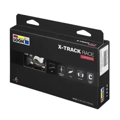 Embalagem preta de pedais de bicicleta LOOK X-TRACK RACE CARBON com janela transparente