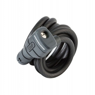 Cadeado espiral preto para bicicleta com fechadura e chave