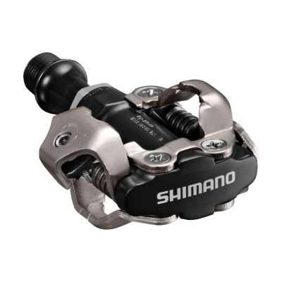 Pedal de bicicleta SHIMANO preto e prateado com mecanismo de encaixe
