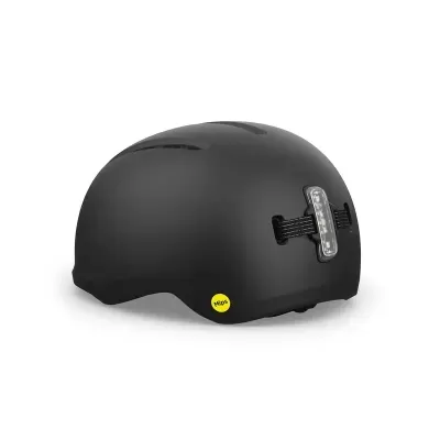 Capacete preto mate com luz traseira e autocolante Mips