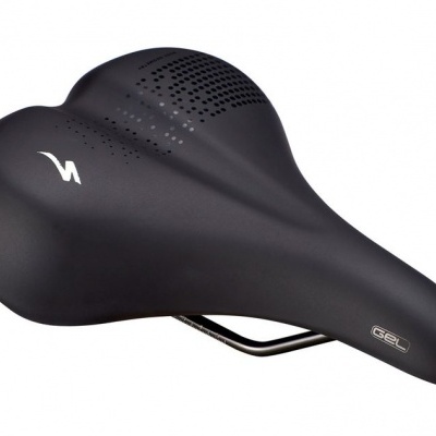 Selim de bicicleta em gel preto com detalhes perfurados