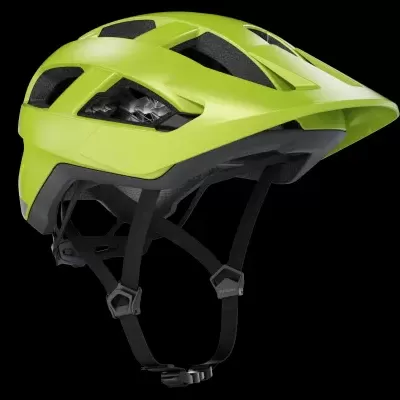 Capacete de bicicleta amarelo com tiras pretas