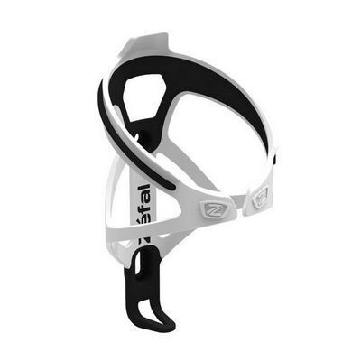 Suporte para garrafa de bicicleta preto e branco com logótipo Zéfal
