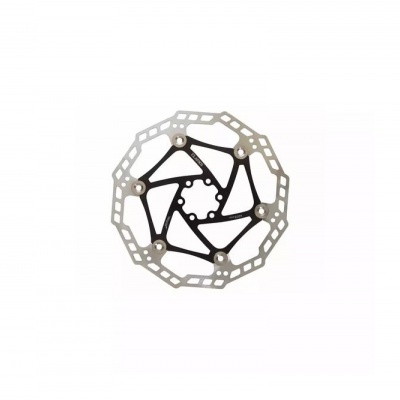 Disco de travão para bicicleta circular em metal prateado e preto