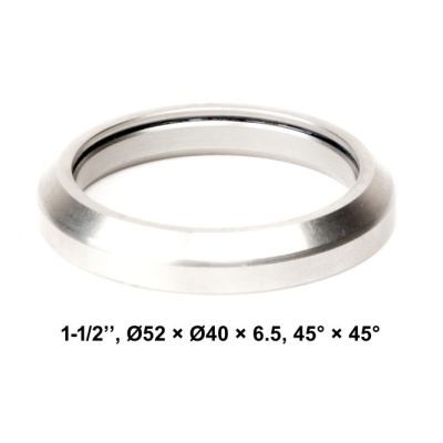 Anel metálico prateado circular com texto de medidas