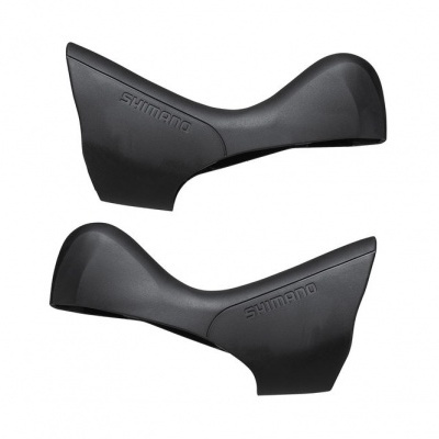 Par de alavancas de mudanças de engrenagem para bicicleta em plástico preto fosco com texto SHIMANO