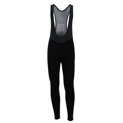 Calças compridas de ciclismo pretas com alças em malha preta