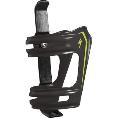 Suporte para garrafa de bicicleta preto com detalhes amarelos