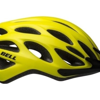 Capacete para bicicleta amarelo com detalhes pretos da marca BELL