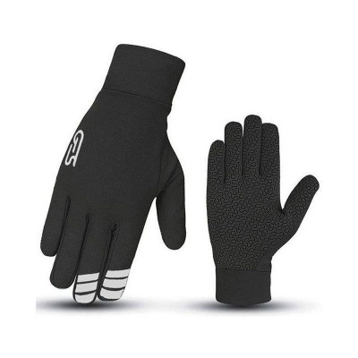 Par de luvas pretas com padrão branco e textura antiderrapante