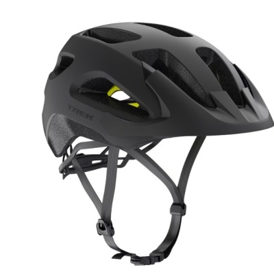 Capacete de ciclismo preto da TREK com ventilação e fivela ajustável