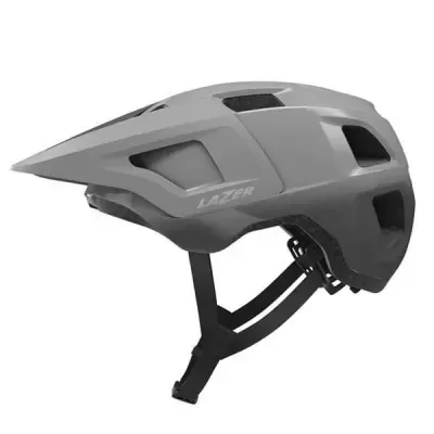 Capacete de bicicleta cinzento com correias pretas