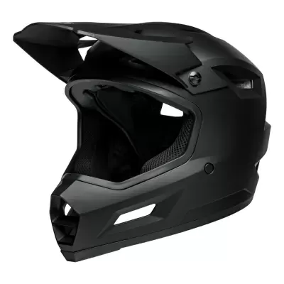 Capacete integral motocross preto fosco com viseira ajustável e interior acolchoado