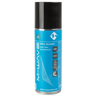 aerosol em spray M-Wave WAX GUARD com rótulo azul e tampa preta