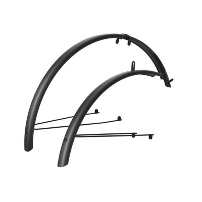 Par de guarda-lamas para bicicleta pretos com suportes de fixação