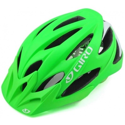 Capacete de bicicleta verde com detalhes pretos e logo 'GIRO'
