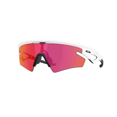 Óculos desportivos com lentes espelhadas vermelhas e armação branca