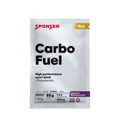 Pacote branco de bebida desportiva SPONSER Pro Carbo Fuel sabor Natural Blackcurrant
