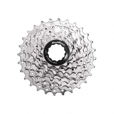 Roda dentada metálica prateada para bicicleta com múltiplas engrenagens