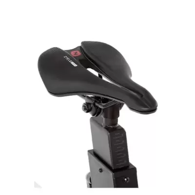 Assento de bicicleta preto ergonómico com recorte central e suporte ajustável